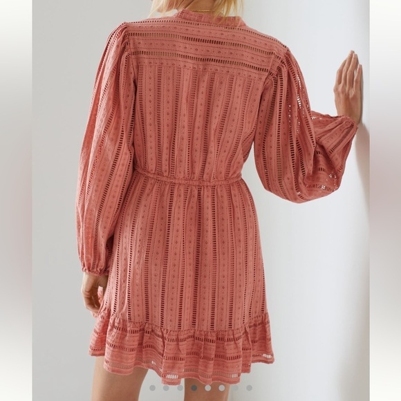 Anthropologie Forever That Girl Eyelet Mini Dress Pink Small - Picture 2 of 8